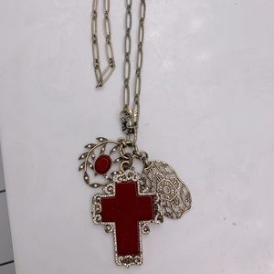 Lucky brand burgundy cross necklace